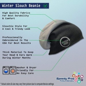 Skullies & Beanies Custom Slouchy Beanie Cricket A Embroidery Cotton Skull Cap Hats for Men & Women - Black Grey - CZ18AQ965Z...