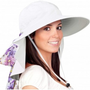 Sun Hats Womens Sun Hats Neck Flap Large Brim UV Protection Foldable Fishing Hiking Cap - White - C9180CNO0GD $32.04