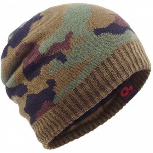 Skullies & Beanies Winter Beanies Fleece Lined Camo Knit Hat Ski Skull Cap for Men Women - Green - C918AE4OSAO $11.43