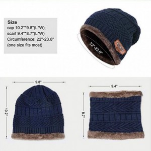 Skullies & Beanies Men's Warm Beanie Winter Thicken Hat and Scarf Two-Piece Knitted Windproof Cap Set - A-navy - CL193CCHZT8 ...