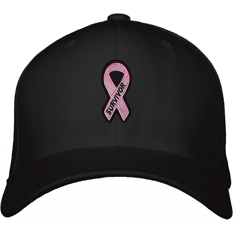 Baseball Caps Survivor Hat - Women's Adjustable Cap - Breast Cancer Awareness - Black - CK18I3W3Q6U $19.20