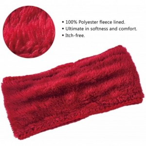 Cold Weather Headbands Fleece Lined Warm Cable Knit Winter Headband for Women Head wrap Ear Warmer - Wine Red - CW18KLWSCAA $...