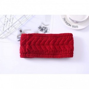 Cold Weather Headbands Fleece Lined Warm Cable Knit Winter Headband for Women Head wrap Ear Warmer - Wine Red - CW18KLWSCAA $...