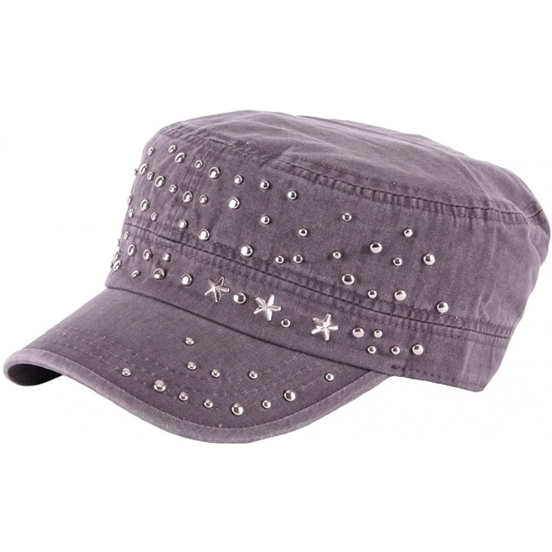 Baseball Caps A135 Star Stud Punk Rock Metal Club Biker Hunting Army Cap Cadet Military Hat - Purple - CL12EZ6UISF $28.65