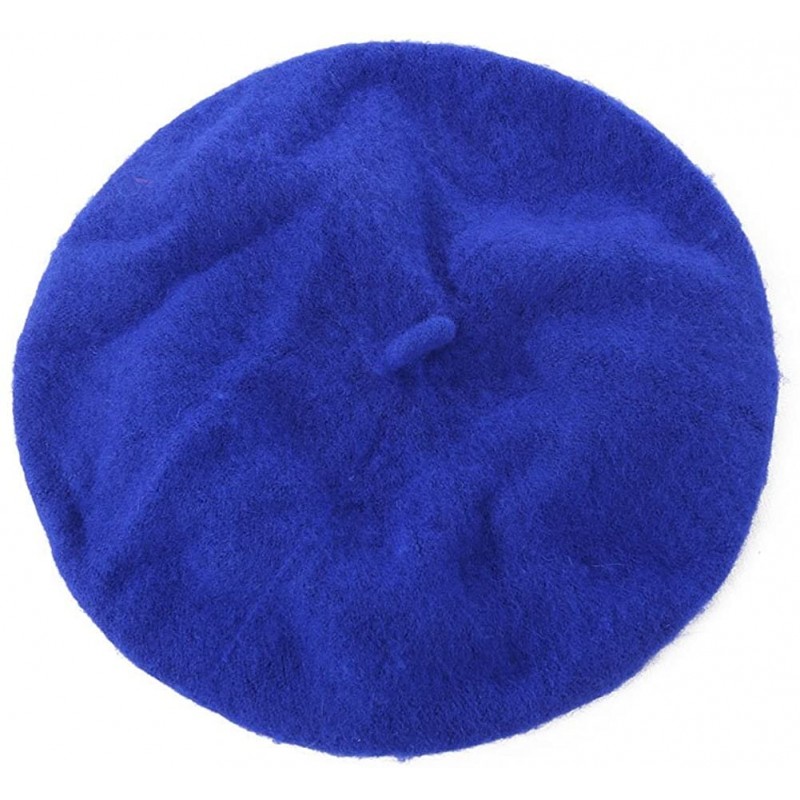 Skullies & Beanies Girl Solid Color Warm Winter Beret French artist Beanie Hat Ski Cap - Sapphire Blue - CS1896I0TOO $8.62