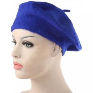 Skullies & Beanies Girl Solid Color Warm Winter Beret French artist Beanie Hat Ski Cap - Sapphire Blue - CS1896I0TOO $8.62