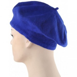 Skullies & Beanies Girl Solid Color Warm Winter Beret French artist Beanie Hat Ski Cap - Sapphire Blue - CS1896I0TOO $8.62