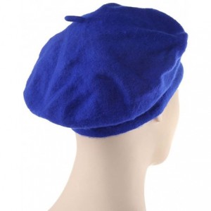Skullies & Beanies Girl Solid Color Warm Winter Beret French artist Beanie Hat Ski Cap - Sapphire Blue - CS1896I0TOO $8.62