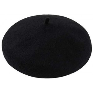 Berets Women's French Artist Wool Beret Flat Cap Winter - Black - C91895SMQNT $12.28