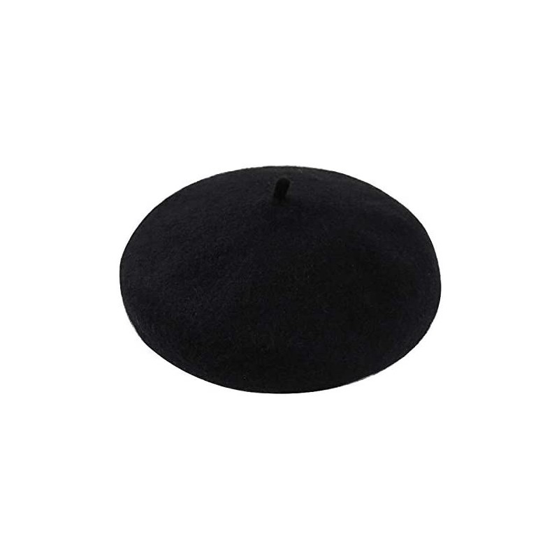 Berets Women's French Artist Wool Beret Flat Cap Winter - Black - C91895SMQNT $12.28