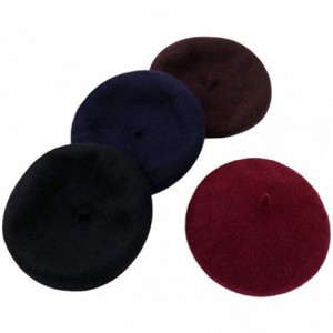 Berets Women's French Artist Wool Beret Flat Cap Winter - Black - C91895SMQNT $12.28