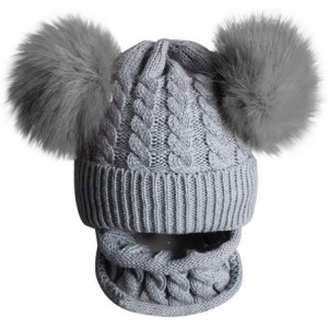 Skullies & Beanies Infant Toddler Baby Knitting Woolen Hat-2PCS Kid Hemming Keep Warm Winter Hiarball Cap Hat +Scarf Set - C-...