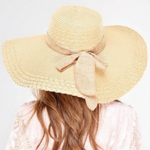 Sun Hats Womens Bowknot Straw Hat Floppy Wide Brim Roll up Sun Hat Beach Cap UPF 50+ - Beige - C1180O4REI8 $16.46
