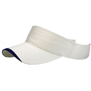 Visors SPORTS PRO STYLE BRUSHED TWILL VISOR - Stone/Navy - C411CK9W90P $11.86