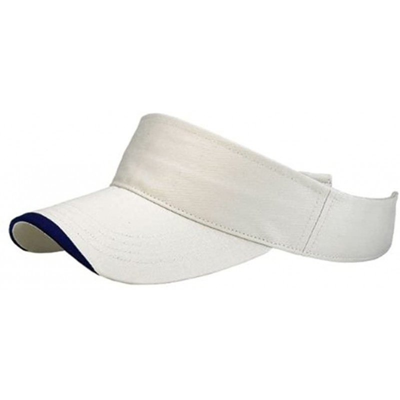 Visors SPORTS PRO STYLE BRUSHED TWILL VISOR - Stone/Navy - C411CK9W90P $11.86