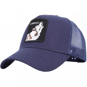 Baseball Caps Wolf-Hats Animal Trucker Hat Snapback Baseball Cap - Wolf(navy) - CY18OQQ52TL $22.60