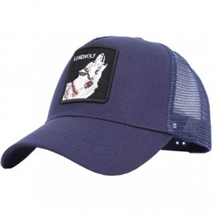 Baseball Caps Wolf-Hats Animal Trucker Hat Snapback Baseball Cap - Wolf(navy) - CY18OQQ52TL $11.04