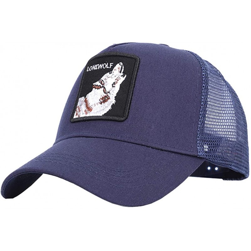 Baseball Caps Wolf-Hats Animal Trucker Hat Snapback Baseball Cap - Wolf(navy) - CY18OQQ52TL $11.04