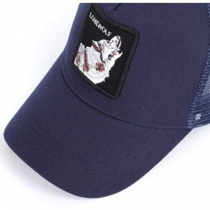 Baseball Caps Wolf-Hats Animal Trucker Hat Snapback Baseball Cap - Wolf(navy) - CY18OQQ52TL $11.04