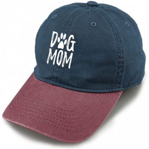 Baseball Caps Unisex Dog Mom Vintage Jeans Adjustable Baseball Cap Cotton Denim Dad Hat - Navy and Red - C418I5QSA3T $13.28