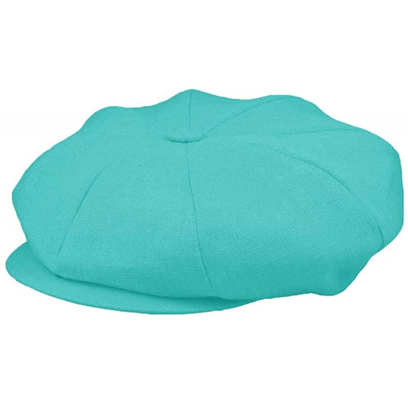 Newsboy Caps Irish Linen 8 Panel Applejack Newsboy Cap Made in USA - Aqua - CQ196WHN938 $20.39