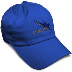 Baseball Caps Custom Soft Baseball Cap Corsair Aircraft Name Embroidery Twill Cotton - Royal Blue - CG18ZO39Q9W $26.93