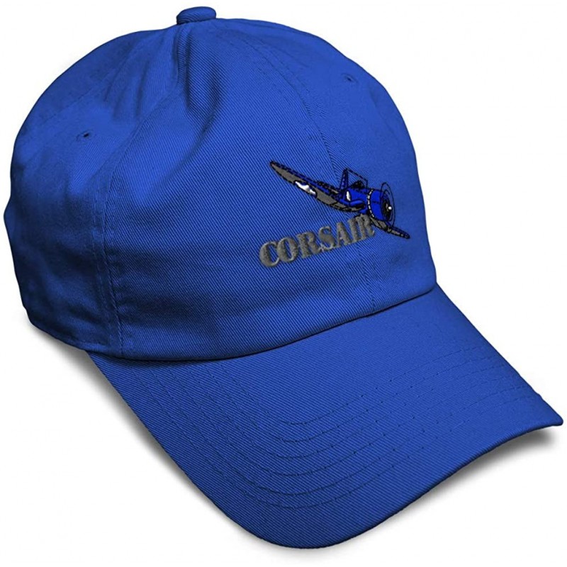 Baseball Caps Custom Soft Baseball Cap Corsair Aircraft Name Embroidery Twill Cotton - Royal Blue - CG18ZO39Q9W $16.30