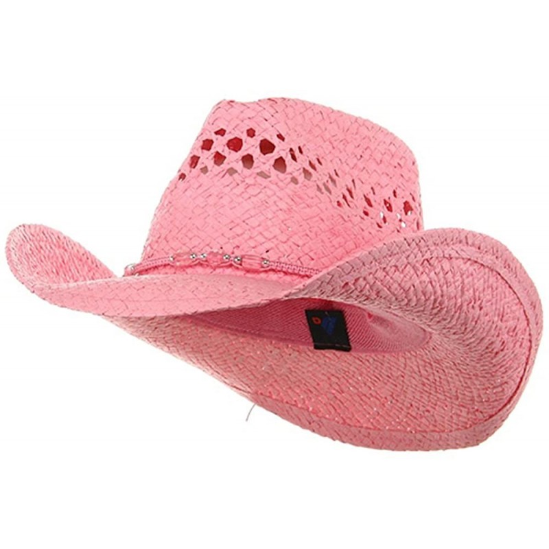 Cowboy Hats Womens Straw Outback Toyo Cowboy Hat - Pink - CZ111QRKA39 $13.96