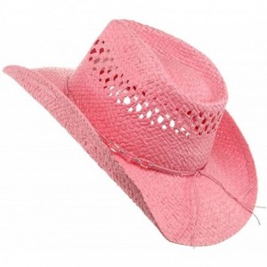 Cowboy Hats Womens Straw Outback Toyo Cowboy Hat - Pink - CZ111QRKA39 $13.96