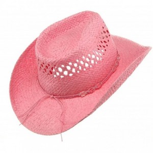 Cowboy Hats Womens Straw Outback Toyo Cowboy Hat - Pink - CZ111QRKA39 $29.92