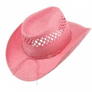 Cowboy Hats Womens Straw Outback Toyo Cowboy Hat - Pink - CZ111QRKA39 $13.96