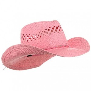 Cowboy Hats Womens Straw Outback Toyo Cowboy Hat - Pink - CZ111QRKA39 $13.96