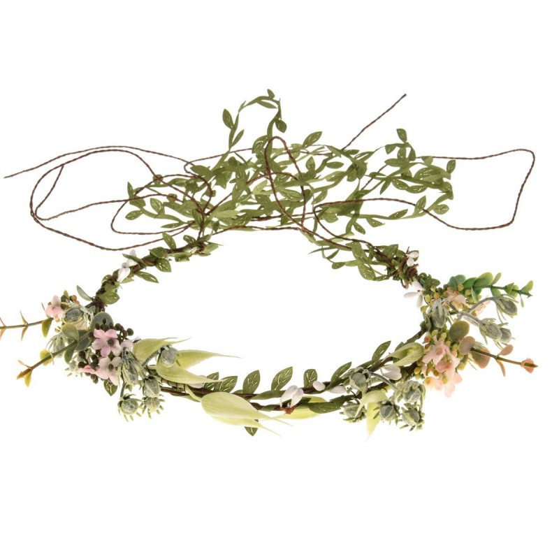 Headbands Adjustable Bridal Flower Garland Headband Flower Crown Hair Wreath Halo Boho Bridal Flower Wreath (Green Rattan) - ...