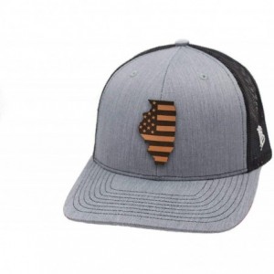 Baseball Caps 'Illinois Patriot' Leather Patch Hat Curved Trucker - Camo - CG18IGODCWU $26.58