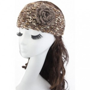 Cold Weather Headbands Elegant Camellia Flower Cable Knit Winter Turban Ear Warmer Headband - Purple Blue - CH189R8K727 $19.90