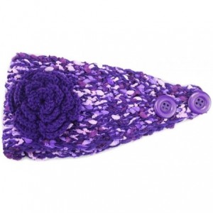 Cold Weather Headbands Elegant Camellia Flower Cable Knit Winter Turban Ear Warmer Headband - Purple Blue - CH189R8K727 $19.90