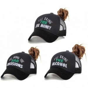 Baseball Caps Womens High Ponytail Hats-Cotton Baseball Caps with Embroidered Funny Sayings - Black-3pack - C618T0W2S9N $44.89