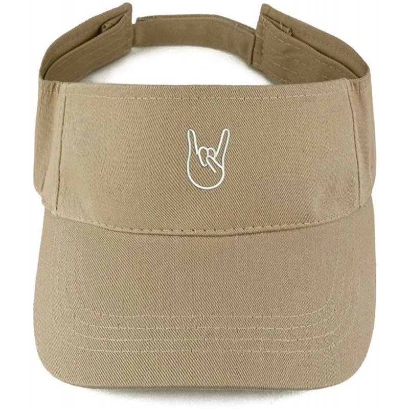 Visors Rock On Emoticon Embroidered Summer Adjustable Visor - Khaki - C618322TL78 $15.80