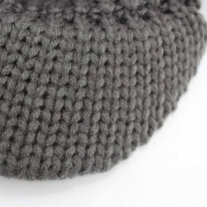 Berets Winter Flower Knitted Hats Slouchy Beret Snow Ski Skull Caps with Visor for Women Girls - Gray - CS18K5AYSDS $8.55