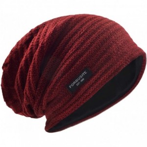 Skullies & Beanies Men's Slouchy Beanie Knit Crochet Rasta Cap for Summer Winter - Wine - C518IK6E2SL $24.73