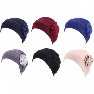 Skullies & Beanies Flower Chemo Turban Ruffle Headwear for Cancer Sleep Beanie Caps - Wine-1 Pair - CY18SIONHKW $9.50