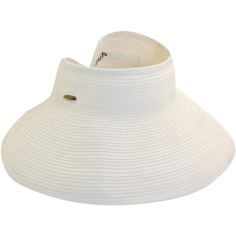 Visors Women's Packable Paper Braid Visor - White - CS11FCU1SBZ $29.87