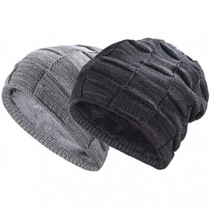 Skullies & Beanies Beanie Hat Winter Warm Knit Hats Slouchy Beanie Thick Skull Cap for Men Women - Black&grey - C018ZT677UN $...