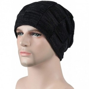 Skullies & Beanies Beanie Hat Winter Warm Knit Hats Slouchy Beanie Thick Skull Cap for Men Women - Black&grey - C018ZT677UN $...