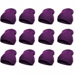 Skullies & Beanies Solid Winter Long Beanie - 12 Piece Wholesale - Purple - C918YW3WN6H $22.18