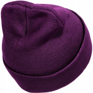 Skullies & Beanies Solid Winter Long Beanie - 12 Piece Wholesale - Purple - C918YW3WN6H $22.18