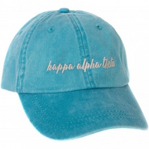 Baseball Caps Alpha Theta (N) Sorority Baseball Hat Cap Cursive Name Font Theta - Bright Blue - CL188TY3ZUL $26.40