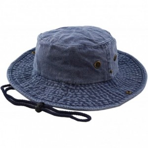 Sun Hats 100% Cotton Stone-Washed Safari Wide Brim Foldable Double-Sided Sun Boonie Bucket Hat - Pigment - Blue - CN18R4YTMGZ...