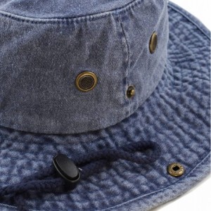 Sun Hats 100% Cotton Stone-Washed Safari Wide Brim Foldable Double-Sided Sun Boonie Bucket Hat - Pigment - Blue - CN18R4YTMGZ...