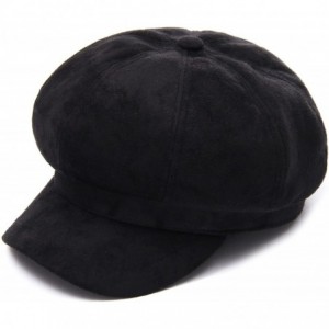 Newsboy Caps Women Corduroy- Newsboy Cap Cabbie Painter Beret Cloche Cotton Visor Hats - Black - CA188ML8W60 $19.41